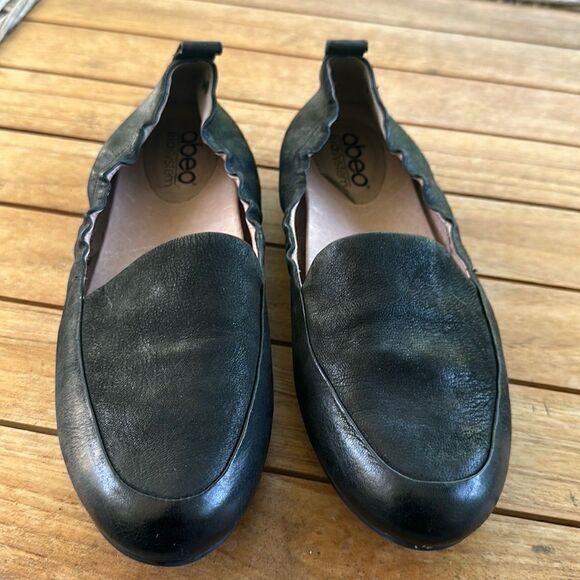 ABEO Bio System Jean Black Nubuck Leather Comfort Loafers 8 - Picture 1 of 7